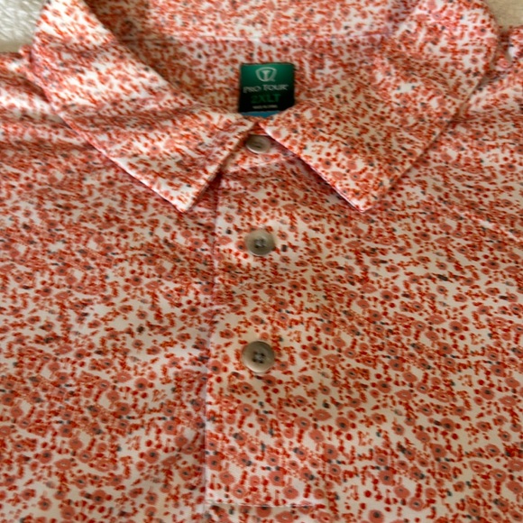 Men’s orange  print golf polo - 2XLT - Picture 3 of 6